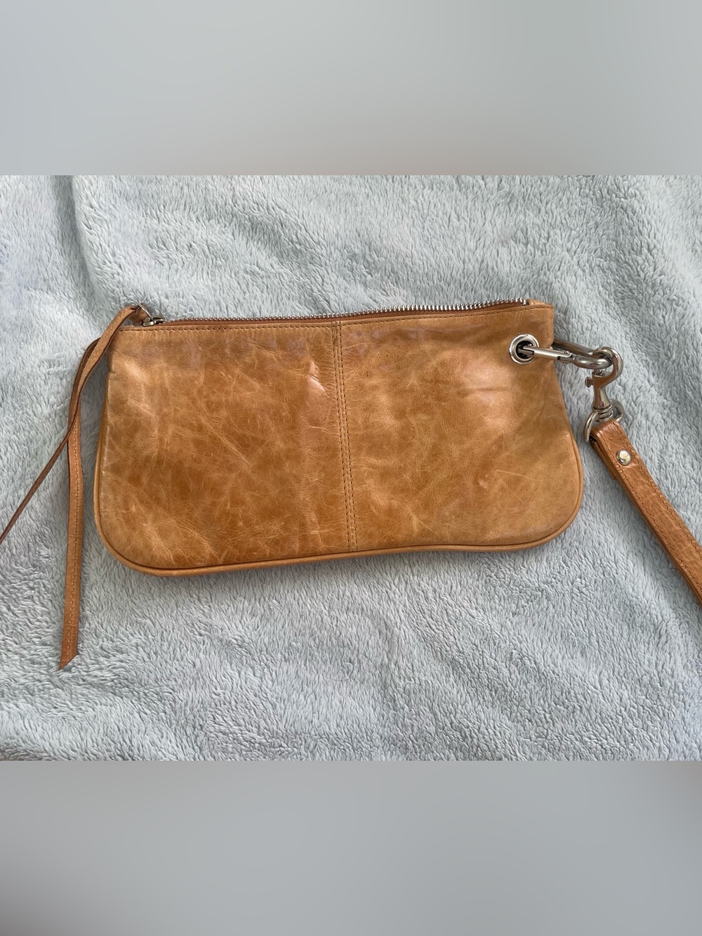 Latico Woven Leather Wristlet Clutch in Cognac Brown - Picture 2 of 9